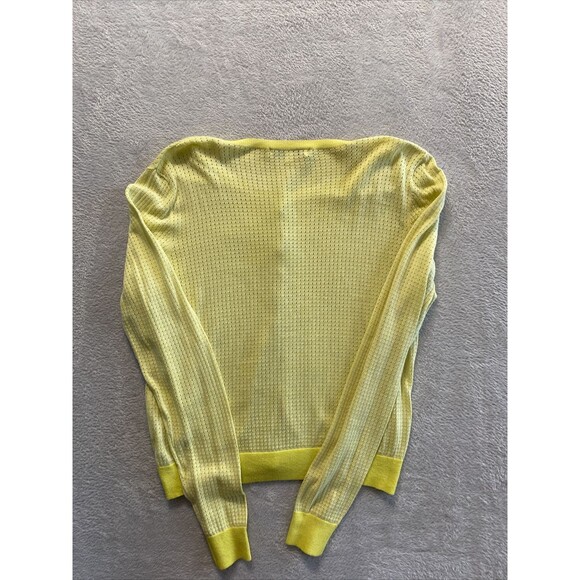 Cabi Sweater Women's Medium Open Knit Cardigan Sweater Style 706 Yellow Button - Picture 9 of 9